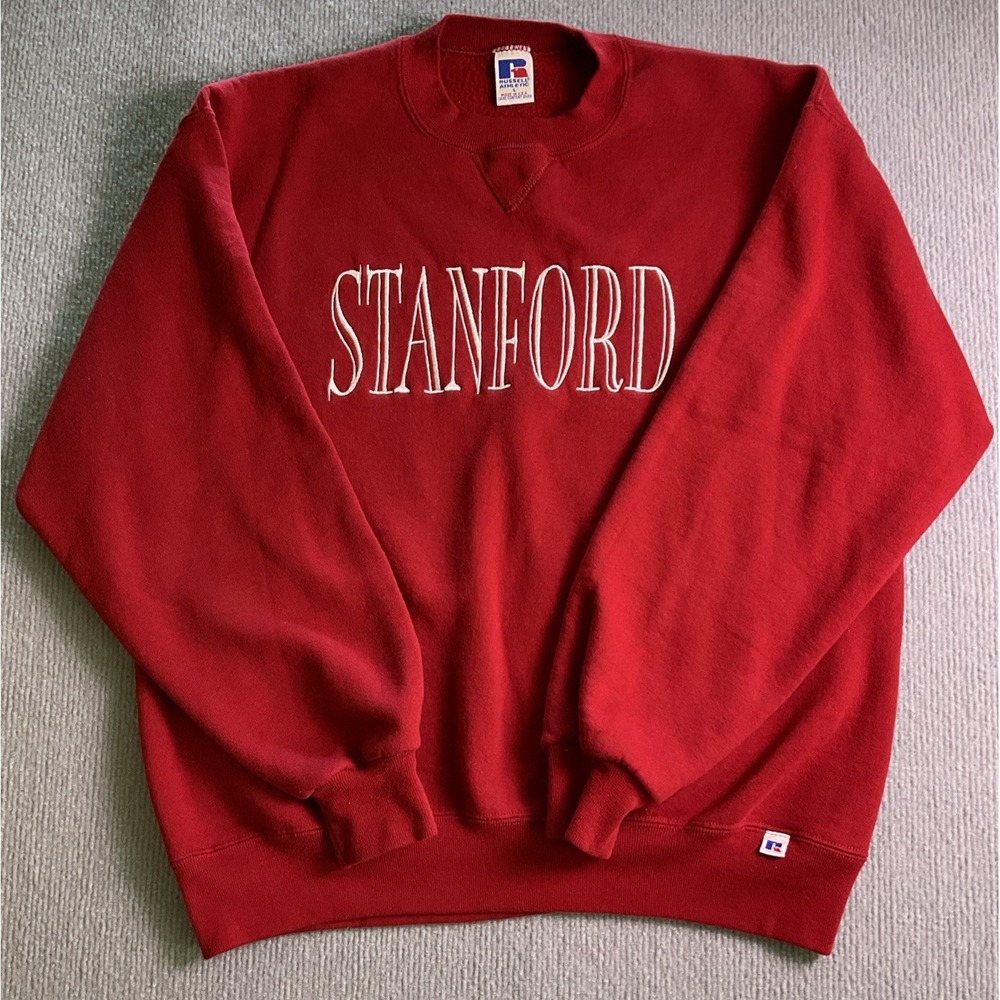Vintage Stanford University Sweatshirt Large 90s Russell Athletic Fleece USA